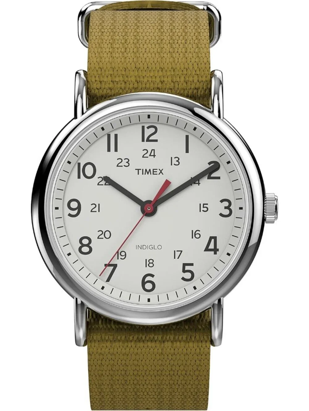Unisex Green And White Analog Quartz Nylon Fabric Slip Adjustable Durable Watch